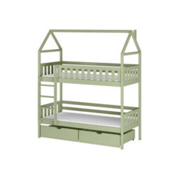 Arte Gaja Wooden Bunk Bed With Storage - Olive - Foam Mattresses Included - 90 X 190Cm - thumbnail 1