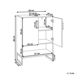 Beliani Wall-Mounted Bathroom Cabinet 60Cm Light Brown Bamboo With Matte Black Steel Frame - thumbnail 4
