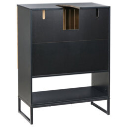 Beliani Wall-Mounted Bathroom Cabinet 60Cm Light Brown Bamboo With Matte Black Steel Frame - thumbnail 6