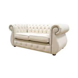 Chesterfield Original 2 Seater Sofa Shelly Almond Real Leather In Kimberley Style - thumbnail 3