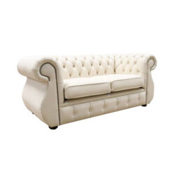 Chesterfield Original 2 Seater Sofa Shelly Almond Real Leather In Kimberley Style - thumbnail 2
