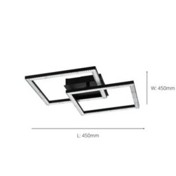 Eglo Lejias Black And Clear Metal Integrated Led Ceiling Light, (L) 45Cm - thumbnail 5