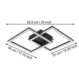 Eglo Lejias Black And Clear Metal Integrated Led Ceiling Light, (L) 45Cm - thumbnail 4