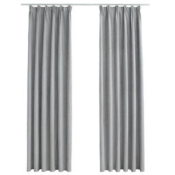 Berkfield Elegant Blackout Curtains With Hooks 2 Pcs Grey 140X175 Cm