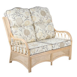 Alfresia 2 Seater Cane Conservatory Sofa With Bamboo Natural High Back Cushion - thumbnail 1