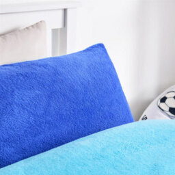 OHS Reversible Teddy Duvet Cover With Pillowcase, Blue/sea Blue - Double - thumbnail 2