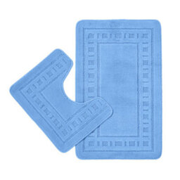 Catherine Lansfield Bathroom Armoni Bath Mat And Pedestal Set Blue - thumbnail 4