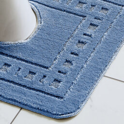 Catherine Lansfield Bathroom Armoni Bath Mat And Pedestal Set Blue - thumbnail 3