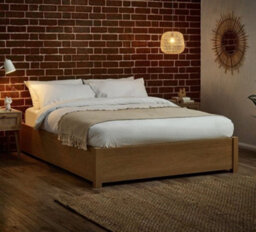 Westbrook Oak Wooden Platform Ottoman Storage Bed - 4Ft6 Double - thumbnail 2