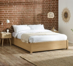 Westbrook Oak Wooden Platform Ottoman Storage Bed - 4Ft6 Double - thumbnail 1