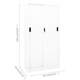 Vidaxl Office Cabinet With Sliding Door White 90X40X180 Cm Steel - thumbnail 9
