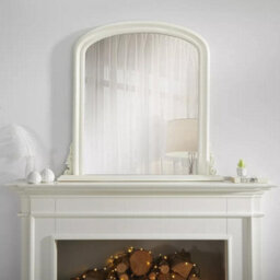 The Online Mirror Shop Arched Shape Overmantle Mirror With Ivory Frame, Canterbury Of H86 X W88 X D6 Cm, Handcrafted, Stylish, Durable Home Decor