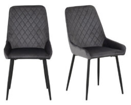 Seconique Avery Grey Velvet Dining Chair X2 Velvet Fabric Priced Per Pair - thumbnail 1