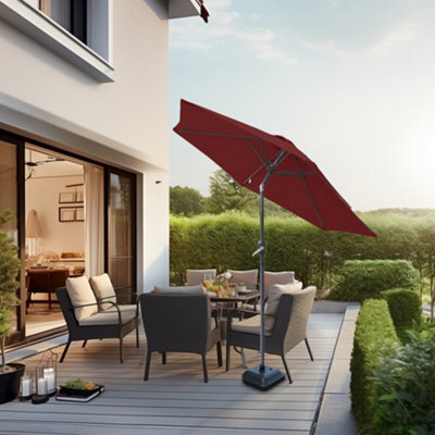Sundaze 2.5M Wine Red Garden Parasol Umbrella Sun Shade Canopy With Hand Crank Tilt Function - image 1