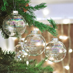 Living And Home 5 Pack Rainbow Glass Hanging Iridescent Ball Christmas Tree Drop Ornaments 6 Cm - thumbnail 3