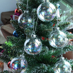 Living And Home 5 Pack Rainbow Glass Hanging Iridescent Ball Christmas Tree Drop Ornaments 6 Cm - thumbnail 2