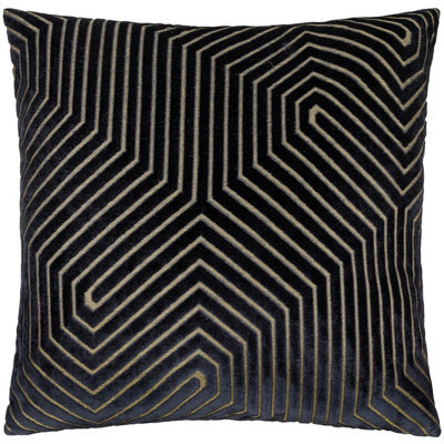 Paoletti Evoke Cut Velvet Cushion Cover, Black, 55 X 55Cm - image 1