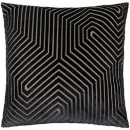 Paoletti Evoke Cut Velvet Cushion Cover, Black, 55 X 55Cm