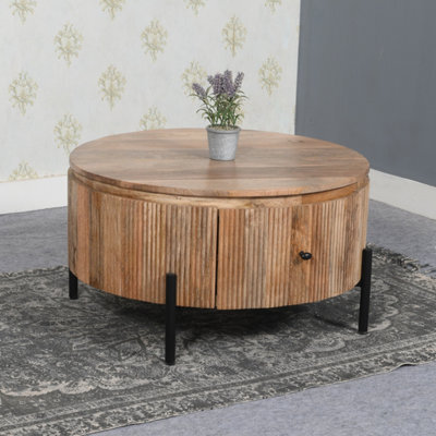 Royal Natural Solid Wood Coffee Table With Metal Legs - image 1