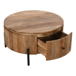 Royal Natural Solid Wood Coffee Table With Metal Legs - thumbnail 5