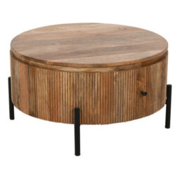 Royal Natural Solid Wood Coffee Table With Metal Legs - thumbnail 4