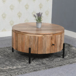 Royal Natural Solid Wood Coffee Table With Metal Legs - thumbnail 1