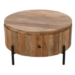 Royal Natural Solid Wood Coffee Table With Metal Legs - thumbnail 3