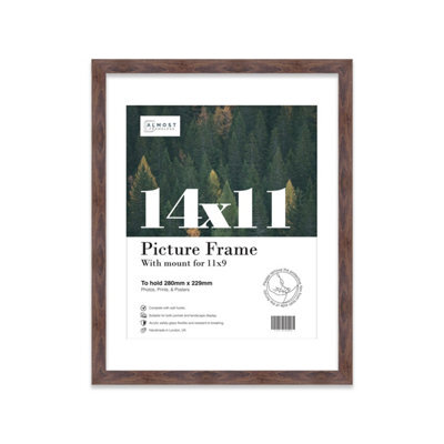 "14X11"" Walnut Frame With Mount For 11X9"" Pictures 20mm Thin Edge Portrait And Landscape Display With Wall Hooks And Kickstand" - image 1
