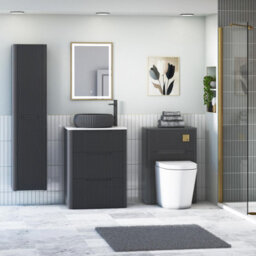 Royal Bathrooms Avenza 600mm Matt Obsidian Black Floor Standing Countertop Bathroom Vanity Unit 3 Drawer With Milan Black Basin - thumbnail 4