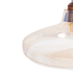 Wyld and Coco Lucent Pendant Lamp Tinted Gold Glass Vintage Style Ceiling Light - Warm Amber Glass, Timber Top, 38Cm Diameter, 129Cm Drop - thumbnail 6