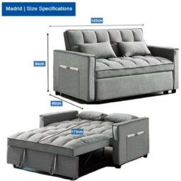 SquareBoxx Madrid 2 Seater Sofa Bed -  Grey - thumbnail 6