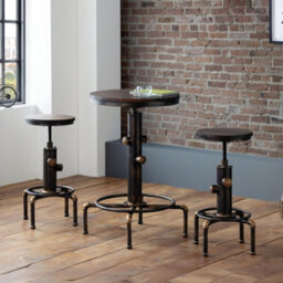 Julian Bowen Rockport Round Bar Stool - Brushed Copper And Rustic Elm - thumbnail 2