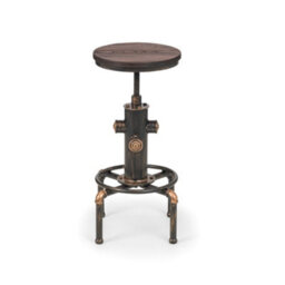 Julian Bowen Rockport Round Bar Stool - Brushed Copper And Rustic Elm - thumbnail 4