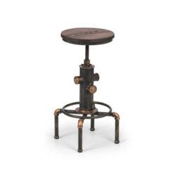 Julian Bowen Rockport Round Bar Stool - Brushed Copper And Rustic Elm - thumbnail 3