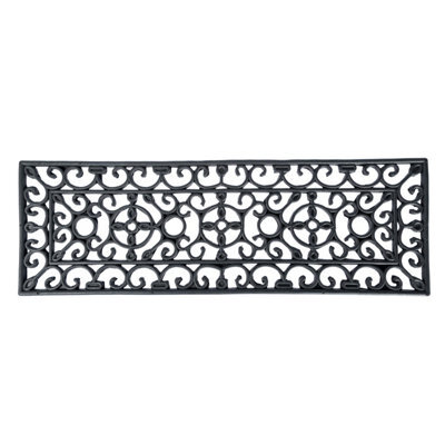 Homescapes Black Wrought Iron Effect Parisian Rubber Doormat 75 X 25Cm - image 1