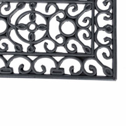 Homescapes Black Wrought Iron Effect Parisian Rubber Doormat 75 X 25Cm - thumbnail 3