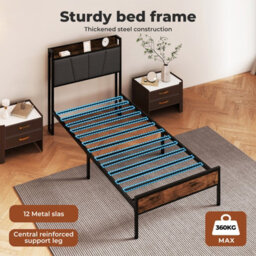 Levede Heavy Duty Single Bed Frame Metal Platform With Storage Headboard 3Ft - thumbnail 7
