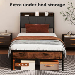 Levede Heavy Duty Single Bed Frame Metal Platform With Storage Headboard 3Ft - thumbnail 5