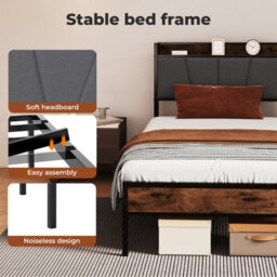 Levede Heavy Duty Single Bed Frame Metal Platform With Storage Headboard 3Ft - thumbnail 6
