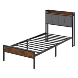 Levede Heavy Duty Single Bed Frame Metal Platform With Storage Headboard 3Ft - thumbnail 2