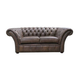 Chesterfield 2 Seater Sofa Settee Cracked Wax T Brown Leather In Balmoral Style - thumbnail 1