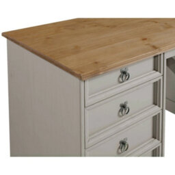 Grey Wax Solid Pine Dressing Table Multi Use Computer Desk Rustic Wooden Unit - thumbnail 3