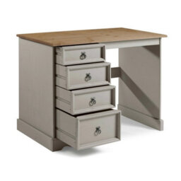 Grey Wax Solid Pine Dressing Table Multi Use Computer Desk Rustic Wooden Unit - thumbnail 4