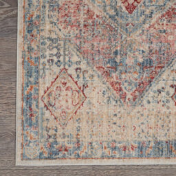 Blue Grey Traditional Bordered Geometric Easy To Clean Rug For Bedroom & Living Room-79 X 305Cm (Runner) - thumbnail 4