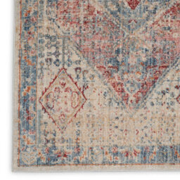 Blue Grey Traditional Bordered Geometric Easy To Clean Rug For Bedroom & Living Room-79 X 305Cm (Runner) - thumbnail 5