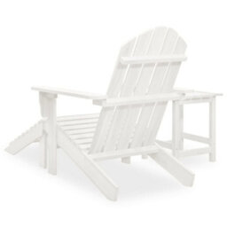 Walplus Garden Adirondack Chair With Ottoman&table Solid Fir Wood White - thumbnail 4