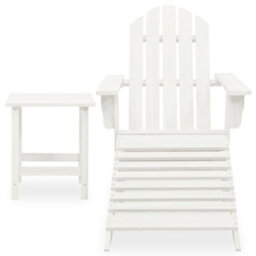 Walplus Garden Adirondack Chair With Ottoman&table Solid Fir Wood White - thumbnail 2