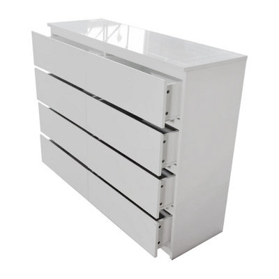 Gloss White 8 Chest Of Drawers, Exclusive Front, Top And Sides Gloss - image 1