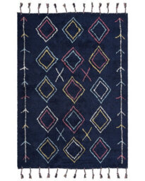 Beliani Hand-Tufted Cotton Area Rug 160 X 230 Cm Black Rectangular - Geometric Boho Design - thumbnail 1