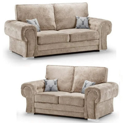 Furnishings For Less UK Milan Fabric Sofa Suite 3 And 2 Seater Sofa Set Full Back - image 1